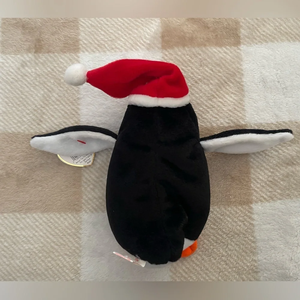Ty Penguin Plush with Red Santa Hat named Zero 1998